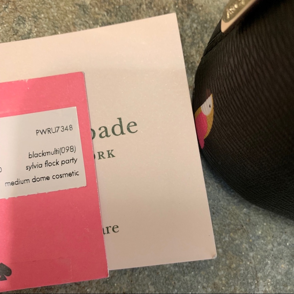 KATE SPADE MEDIUM DOME COSMETIC FLOCK PARTY BLACK - Picture 5 of 6